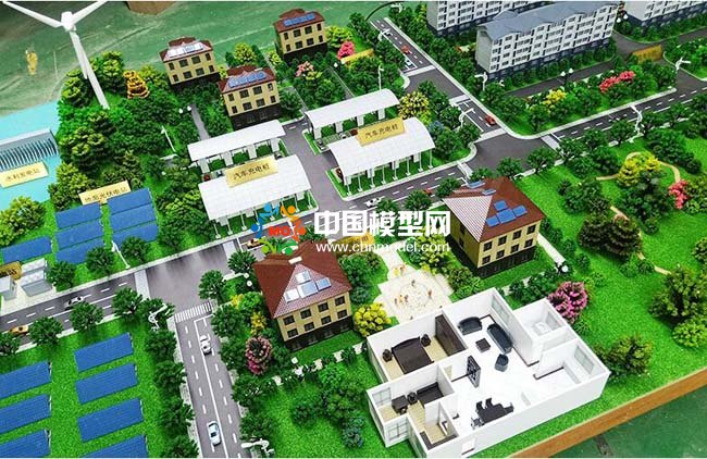 光伏電站應(yīng)用場景沙盤模型，太陽能光伏屋頂發(fā)電沙盤模型